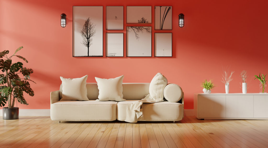 light coral color living room