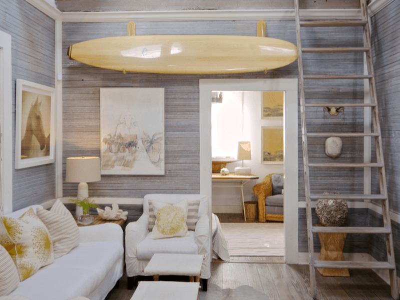 surfboard in living room